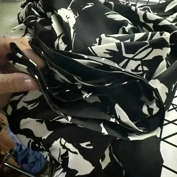 Lauren Ralph Lauren Womens 10 Black/White Floral Wide Leg Dressy High Rise Pants - Picture 10 of 12